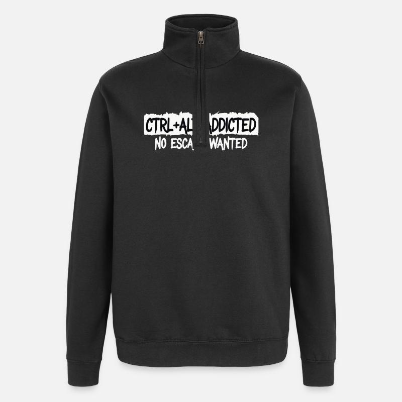 CTRL ALT ADDICTED — NO ESCAPE - Quarter-Zip Sweatshirt - black