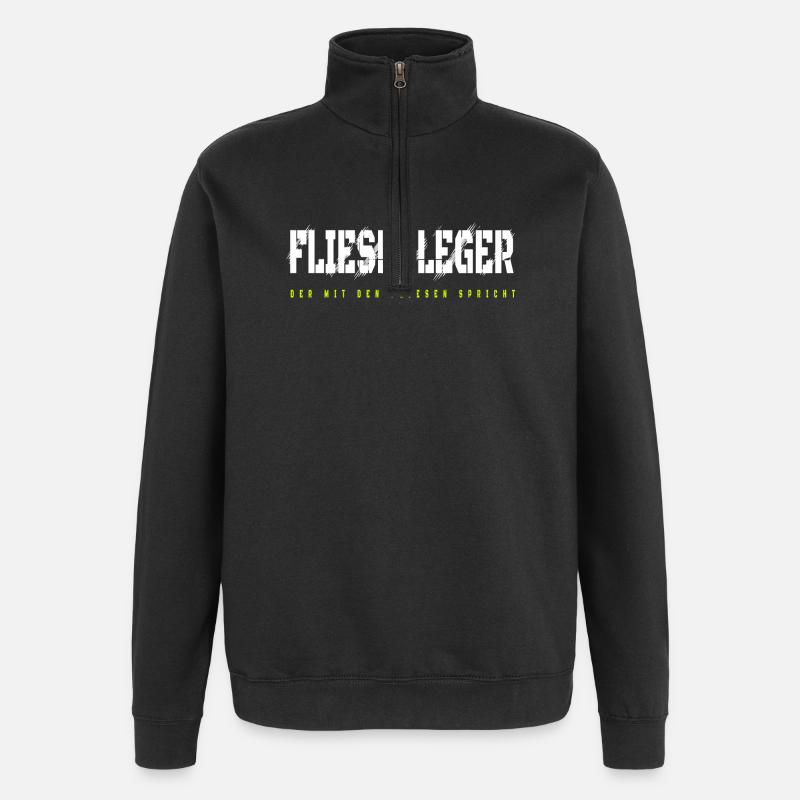 Fliesenleger Design - Quarter-Zip-Sweatshirt - Schwarz