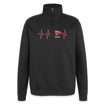 Pulse Dansk Danemark battement de coeur Illustration graphique - Sweat à zip 1/4 - noir - Devant - AI Model Female 172 light (172cm) & AI Model Male 178 dark (178cm)