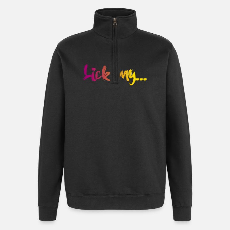 Lèche mon - Sweat à zip 1/4 - noir