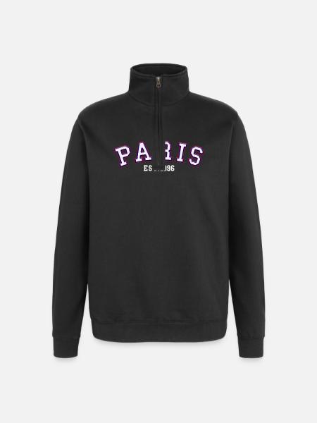Paris Est. 1996 - Quarter-Zip Sweatshirt - black