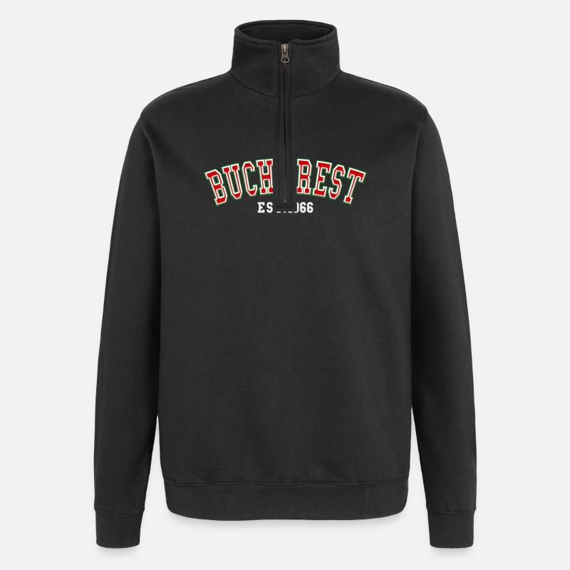Bucharest Est. 1966 - Quarter-Zip Sweatshirt - black