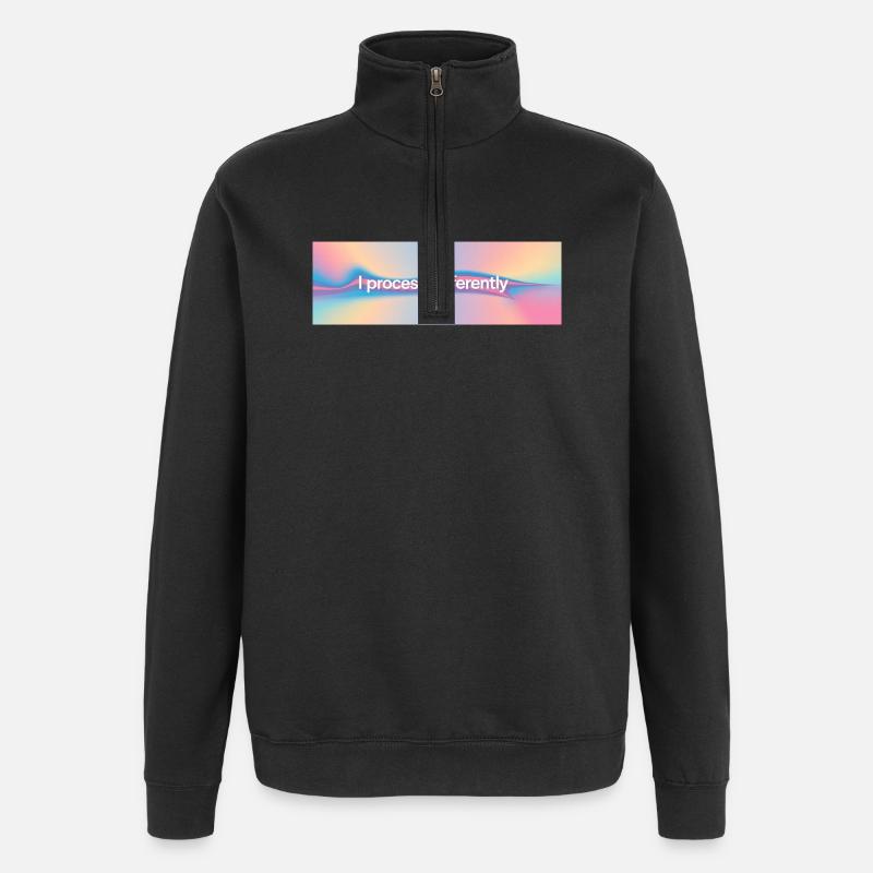 Je traite différemment - Sweat à zip 1/4 - noir