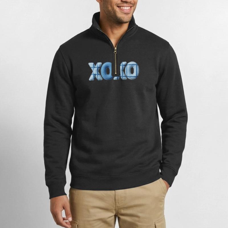 XOXO Patchwork Look mit Stoff Optik Quarter-Zip-Sweatshirt