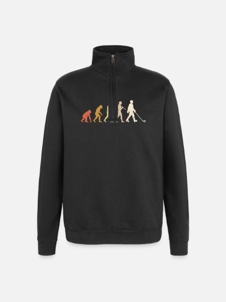 Hockey Evolution Funny Hockey Player Gift - Quarter-Zip Sweatshirt - black