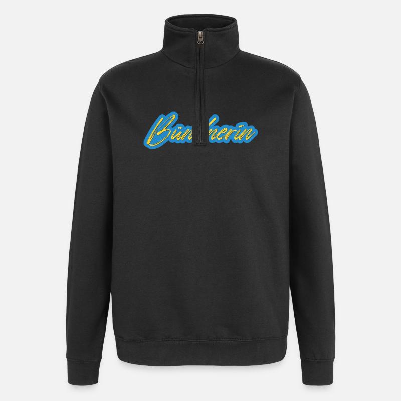 Bündnerin Neon Script - Quarter-Zip-Sweatshirt - Schwarz