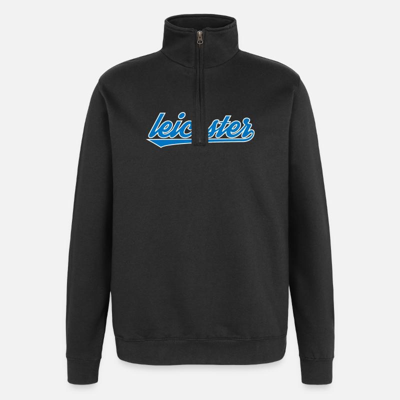 Leicester Blau Script Design - Quarter-Zip-Sweatshirt - Schwarz