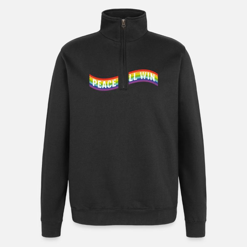 Peace will win Flag - Quarter-Zip Sweatshirt - black