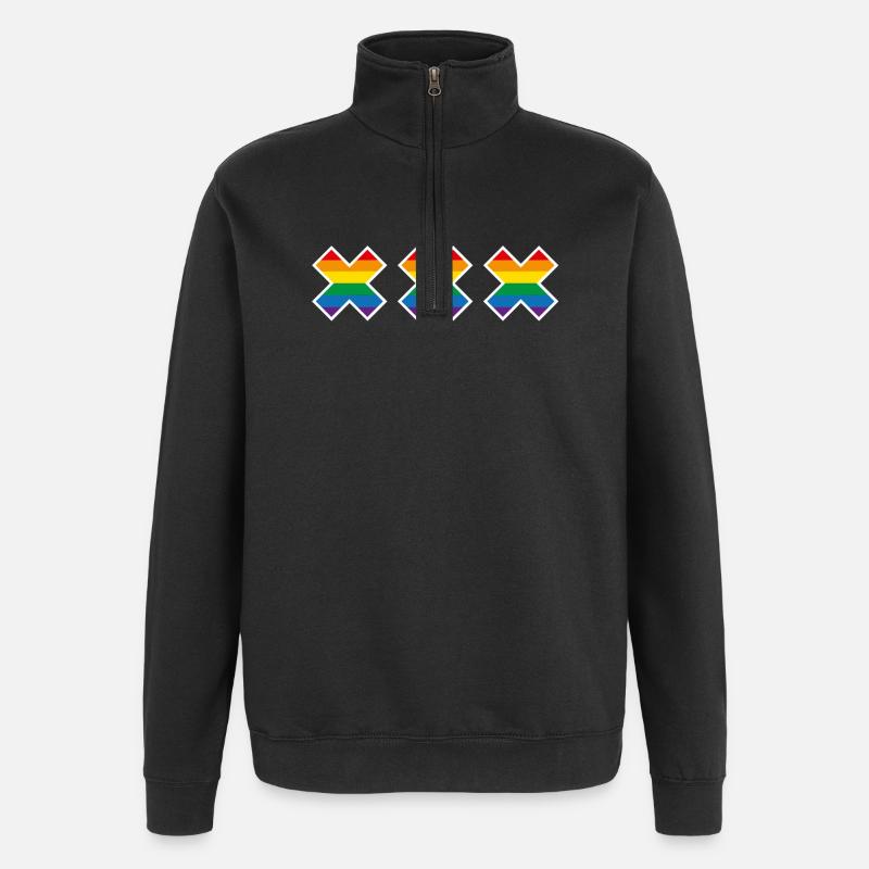 Amsterdam Pride Arc-en-ciel Andreaskreuz LGBT - Sweat à zip 1/4 - noir