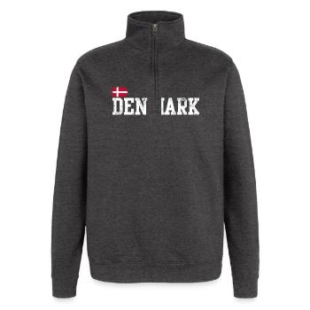 Pochoir de la Fierté du Danemark - Sweat à zip 1/4 - charbon - Devant - AI Model Female 172 light (172cm) & AI Model Male 178 dark (178cm)