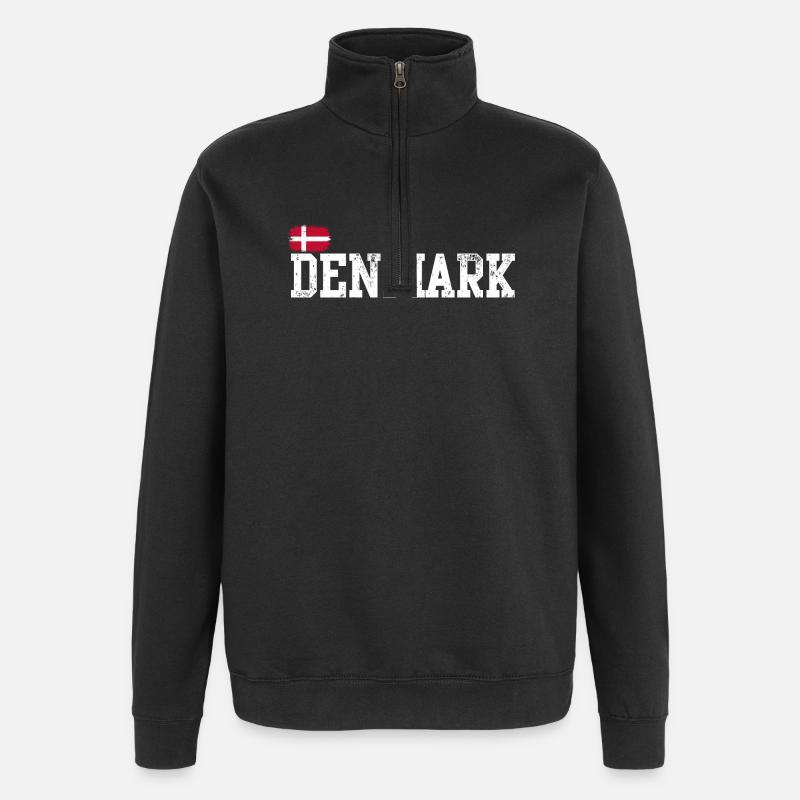 Denmark Pride Schablone - Quarter-Zip-Sweatshirt - Schwarz