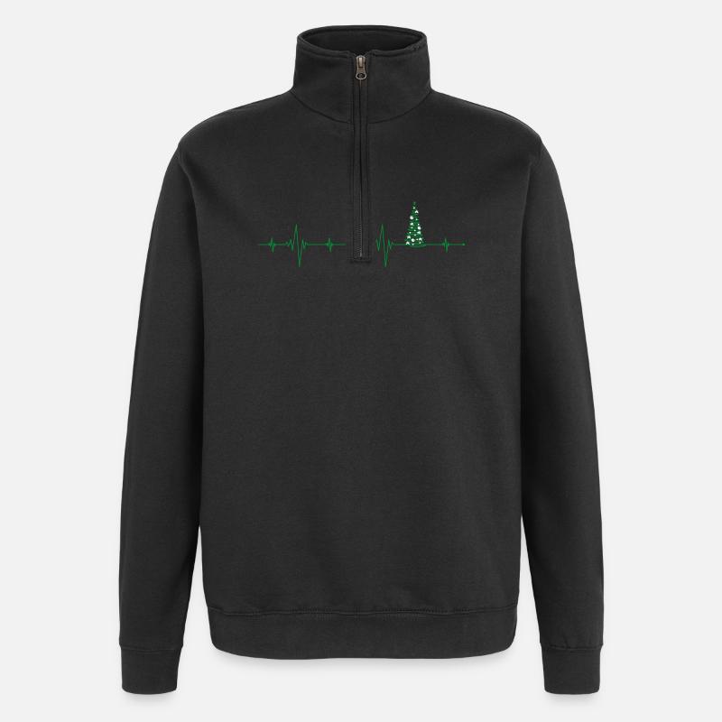 Christmas Tree Pulse Artwork - Quarter-Zip Sweatshirt - black
