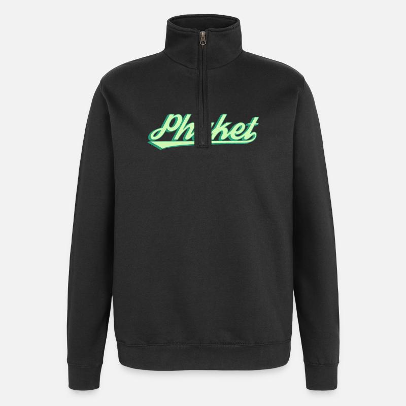 Phuket Retro Küstenscript - Quarter-Zip-Sweatshirt - Schwarz