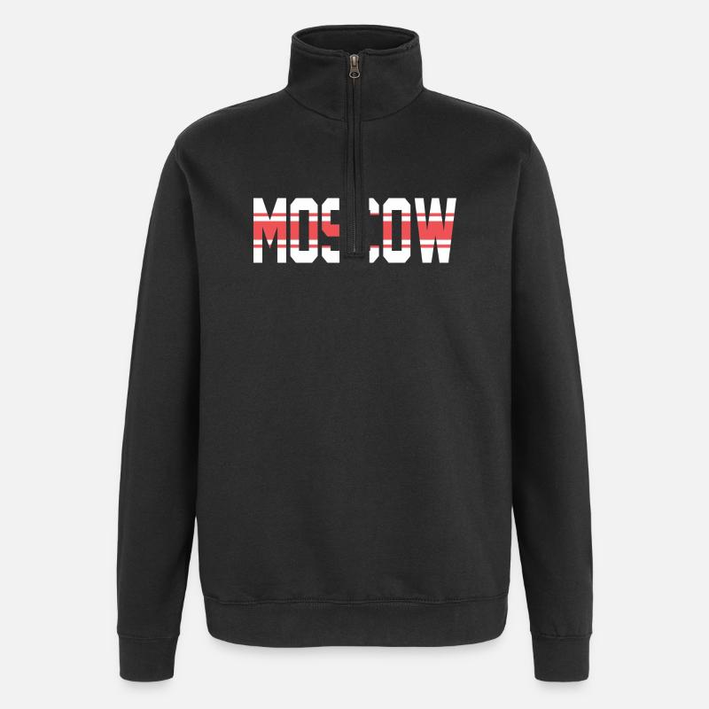 Moscou - Sweat à zip 1/4 - noir