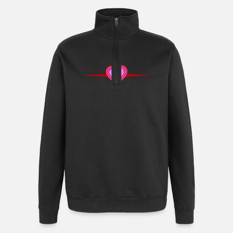 Herzen Symbol Linie - Quarter-Zip-Sweatshirt - Schwarz