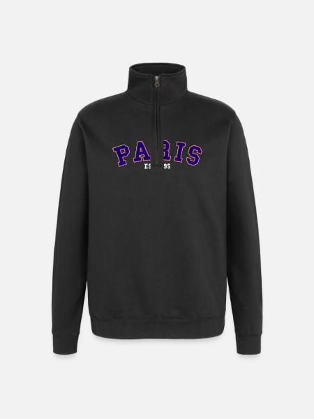 PARIS_EST_1995 - Quarter-Zip Sweatshirt - black