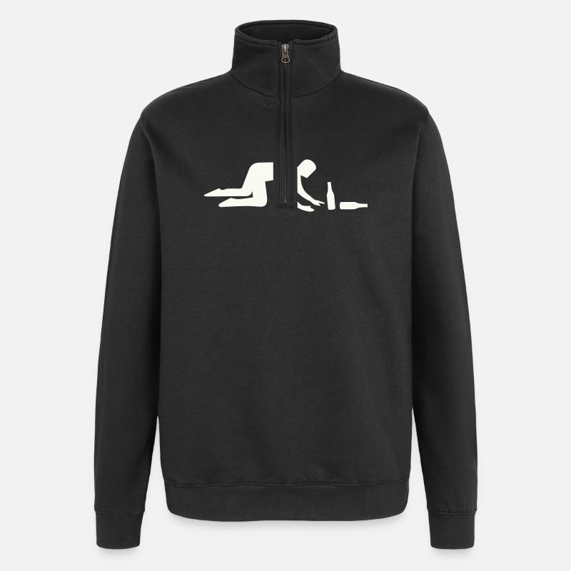 Drunkard silhouette with bottle - Quarter-Zip Sweatshirt - black
