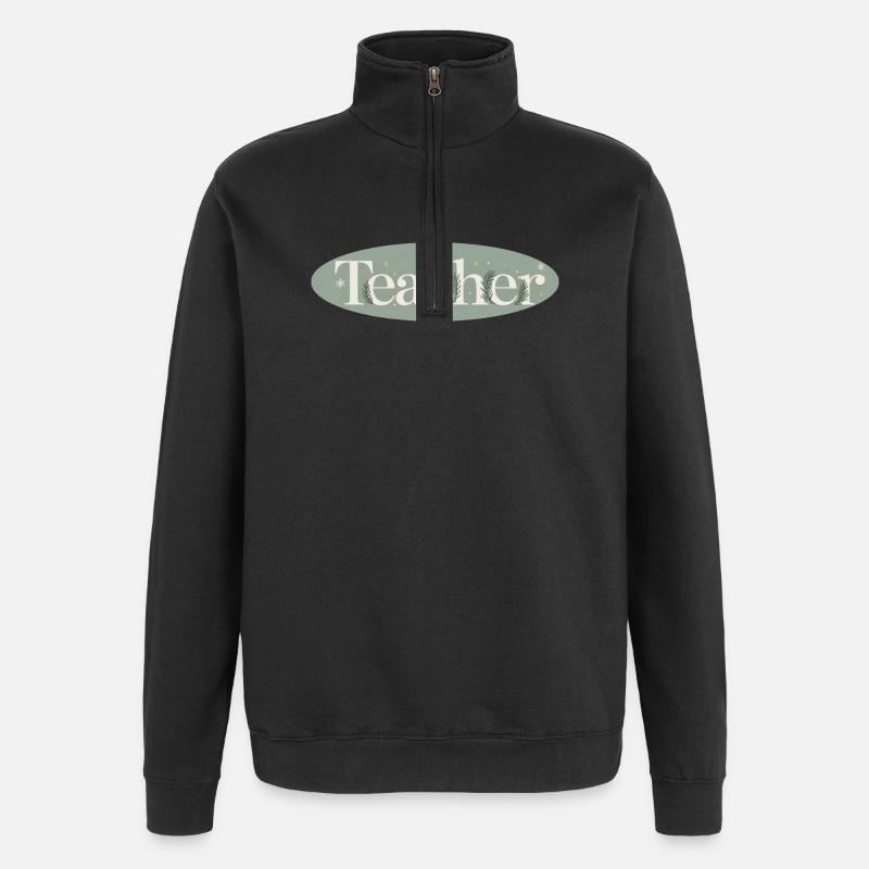 Winterlicher Lehrer Schriftzug Tannenzweige - Quarter-Zip-Sweatshirt - Schwarz