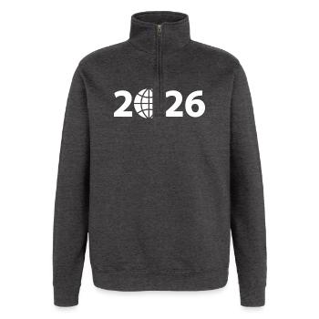 Globus 2026, Weltreise 2026, Weltkugel 2026 - Quarter-Zip-Sweatshirt - Anthrazit - Vorne - AI Model Female 172 light (172cm) & AI Model Male 178 dark (178cm)