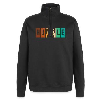Workaholic Humble - Quarter-Zip Sweatshirt - black - Front - AI Model Female 172 light (172cm) & AI Model Male 178 dark (178cm)