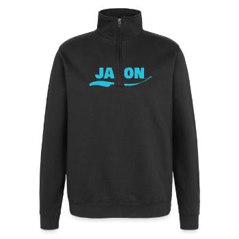 Gift for Jason - Quarter-Zip Sweatshirt - black - Front - AI Model Female 172 light (172cm) & AI Model Male 178 dark (178cm)