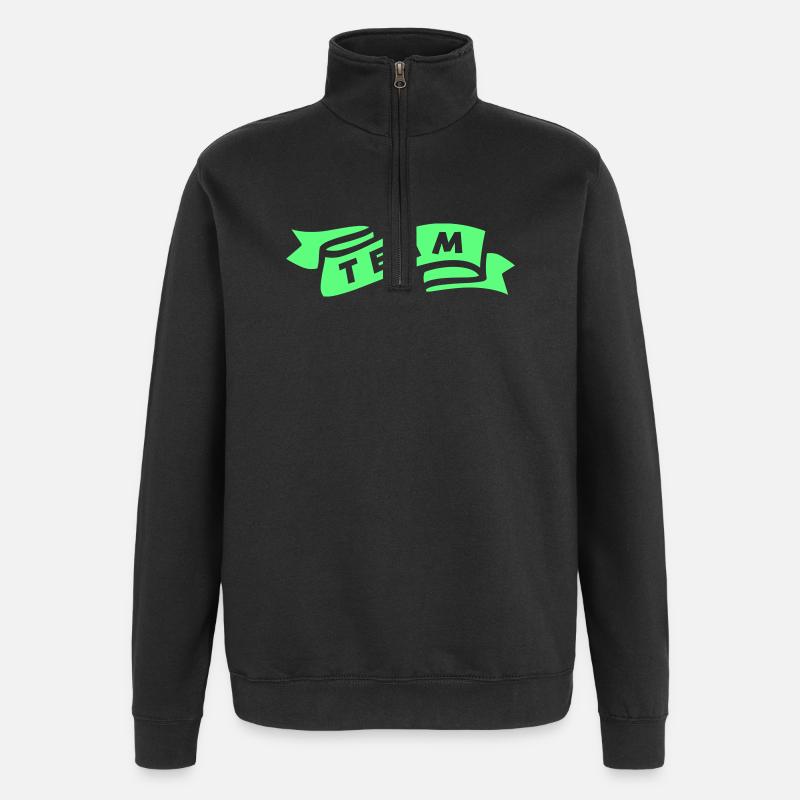 team_banderole- - Sweat à zip 1/4 - noir