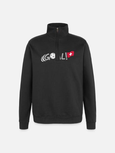 GOAL for Switzerland - Quarter-Zip-Sweatshirt - Schwarz