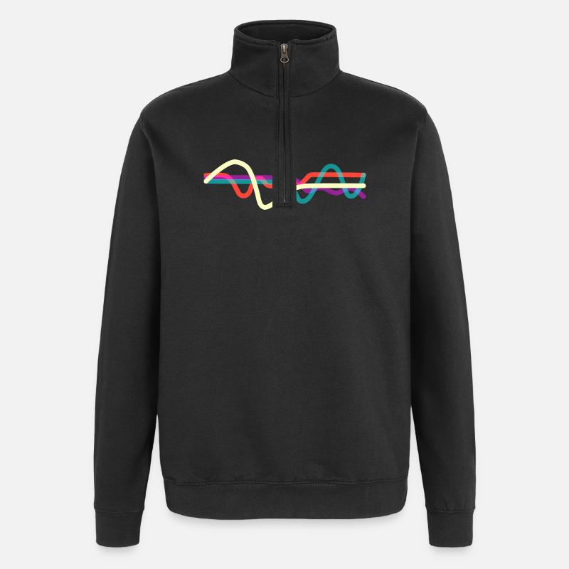 Lignes - Sweat à zip 1/4 - noir
