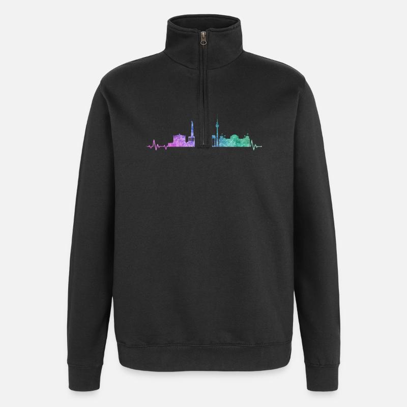 Toits de Berlin - Sweat à zip 1/4 - noir