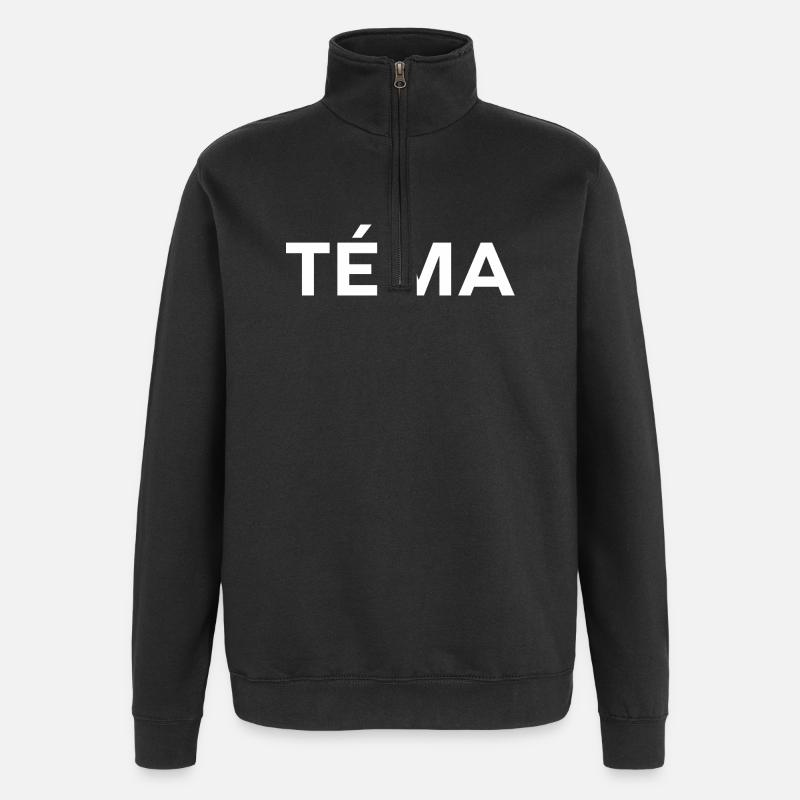 téma - Sweat à zip 1/4 - noir