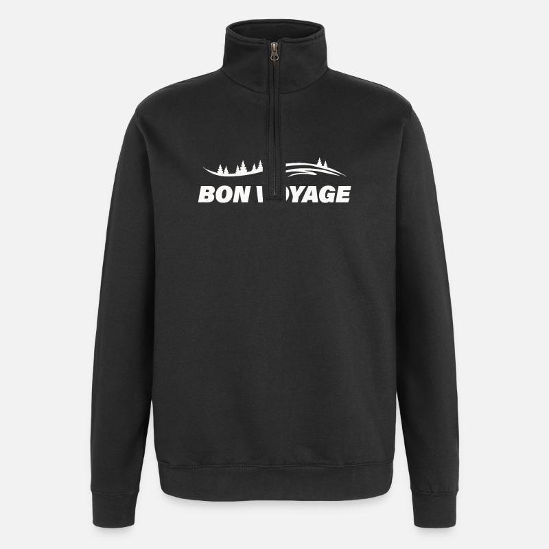 Bon voyage - Sweat à zip 1/4 - noir