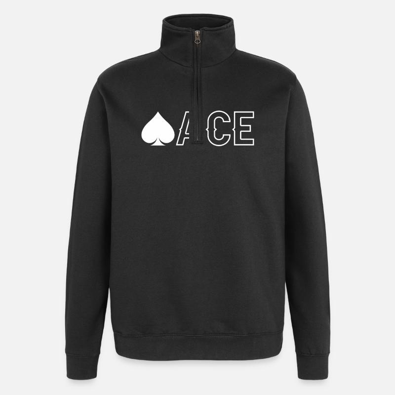 Jeu de cartes de pique - Sweat à zip 1/4 - noir