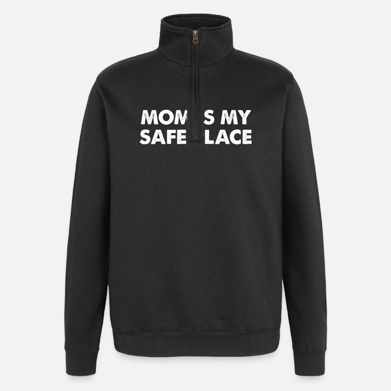 Maman est mon refuge - Sweat à zip 1/4 - noir