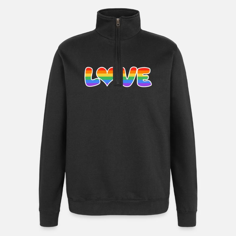 RegenbogenLiebe Schriftzug - Quarter-Zip-Sweatshirt - Schwarz