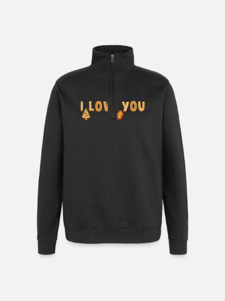 Je t’aime - Sweat à zip 1/4 - noir