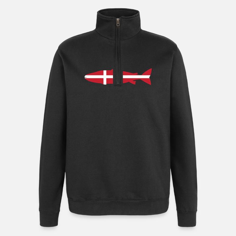 Lach Dänemark - Quarter-Zip-Sweatshirt - Schwarz