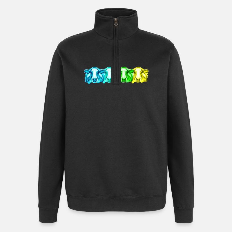 Vaches vaches - Sweat à zip 1/4 - noir