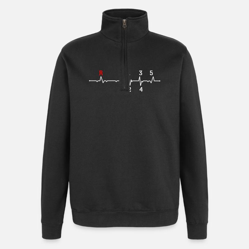 R Puls EKG-Beat-Design - Quarter-Zip-Sweatshirt - Schwarz