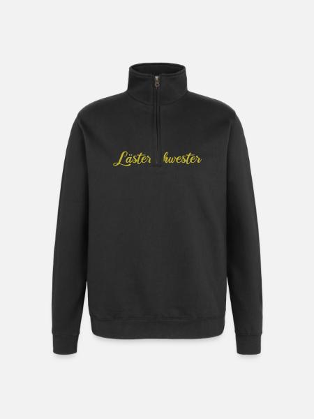 Lästerschwester mit Herz - Quarter-Zip-Sweatshirt - Schwarz
