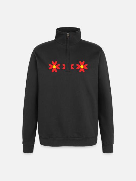 FLOWER. NATURE. ECOLOGY. ANNIVERSARY. FEAST - Quarter-Zip Sweatshirt - black