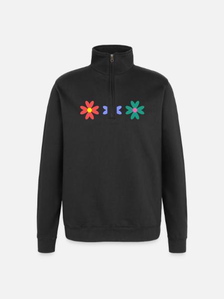 FLOWER. NATURE. ECOLOGY. ANNIVERSARY. FEAST - Quarter-Zip Sweatshirt - black