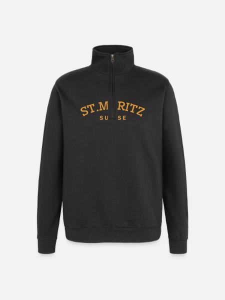 St. Moritz - Suisse - Switzerland - Swiss - Quarter-Zip Sweatshirt - black