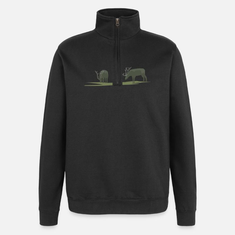 Moose or deer grazing - Quarter-Zip Sweatshirt - black