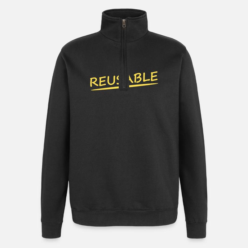 RÉUTILISABLE - Sweat à zip 1/4 - noir