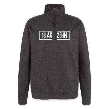 18 Achtzehn Grunge Rock - Quarter-Zip-Sweatshirt - Anthrazit - Vorne - AI Model Female 172 light (172cm) & AI Model Male 178 dark (178cm)