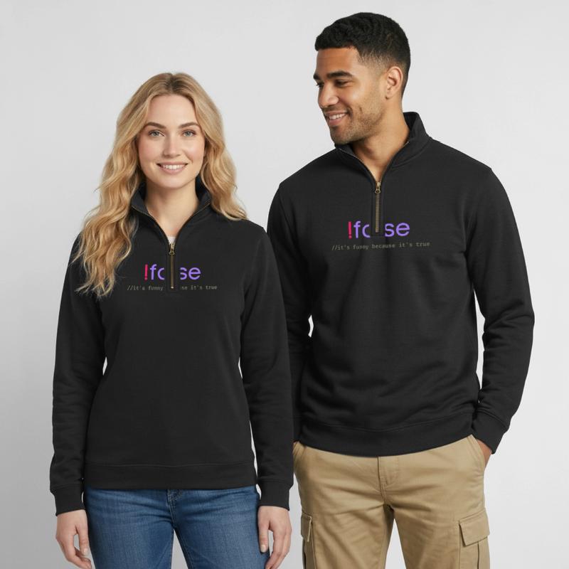 Ifalse Funny Coder Programmierungswortspiel Quarter-Zip-Sweatshirt