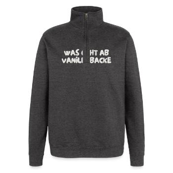was geht ab vanillabacke - Quarter-Zip-Sweatshirt - Anthrazit - Vorne - AI Model Female 172 light (172cm) & AI Model Male 178 dark (178cm)