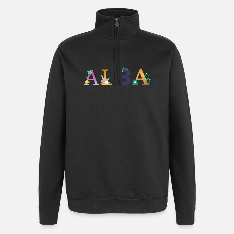 ALBA Name mit Blumen geschmückt - Quarter-Zip-Sweatshirt - Schwarz