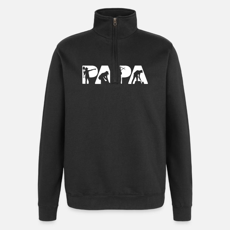 Papa Landscaping Gardener Silhouette Design - Quarter-Zip Sweatshirt - black