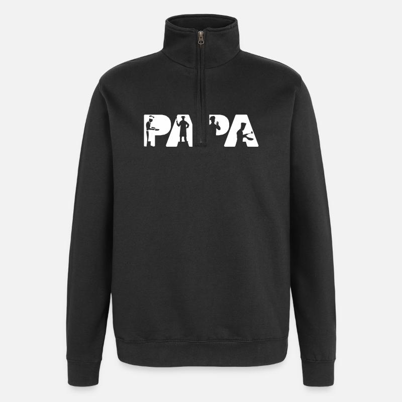 Papa Chef Küchenkönig Chefkoch-Design - Quarter-Zip-Sweatshirt - Schwarz